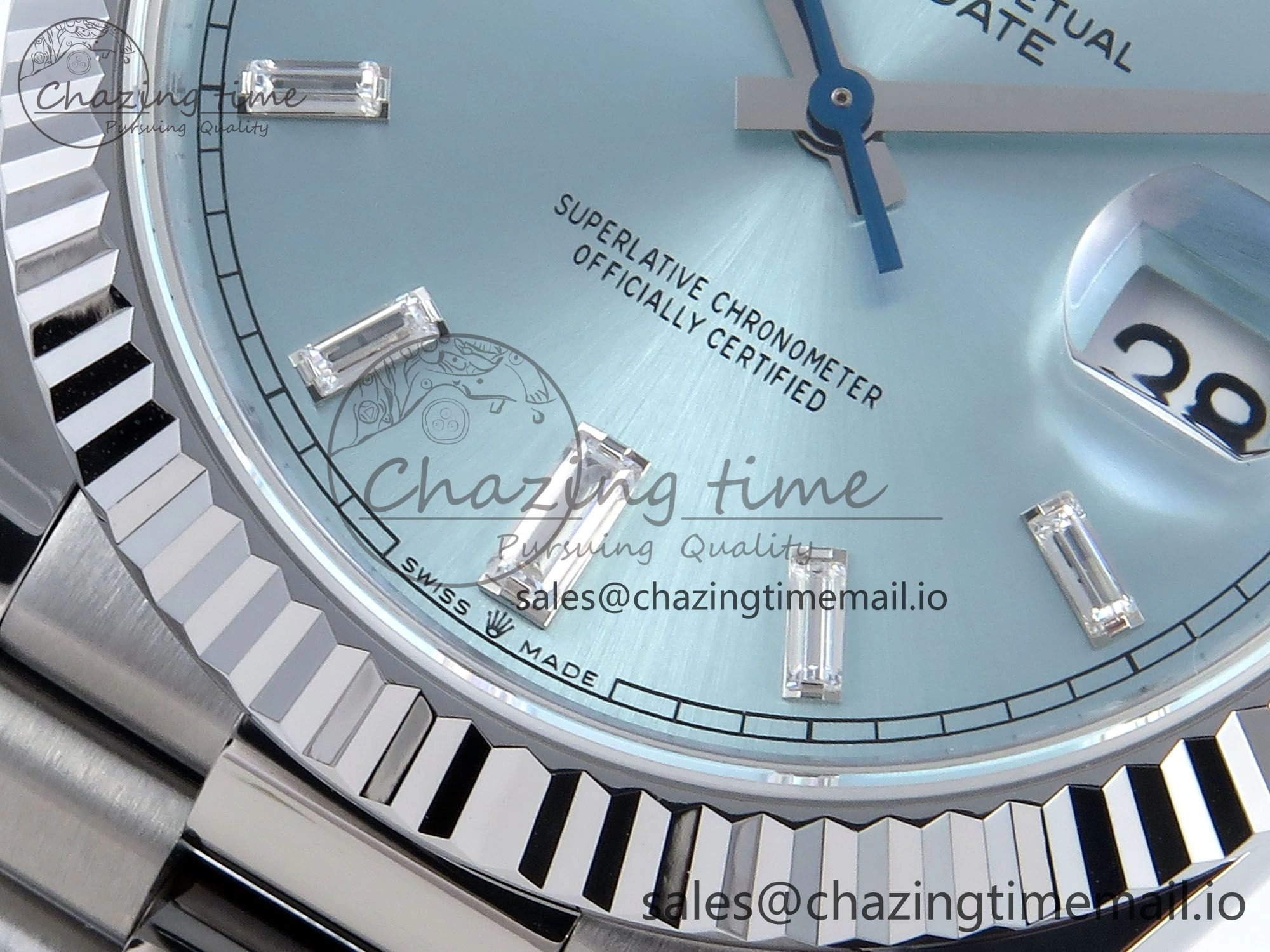 Day Date 40 SS 228239 Noob 1:1 Best Edition Ice Blue Crystal Dial on President Bracelet A2836 (Gain Weight)