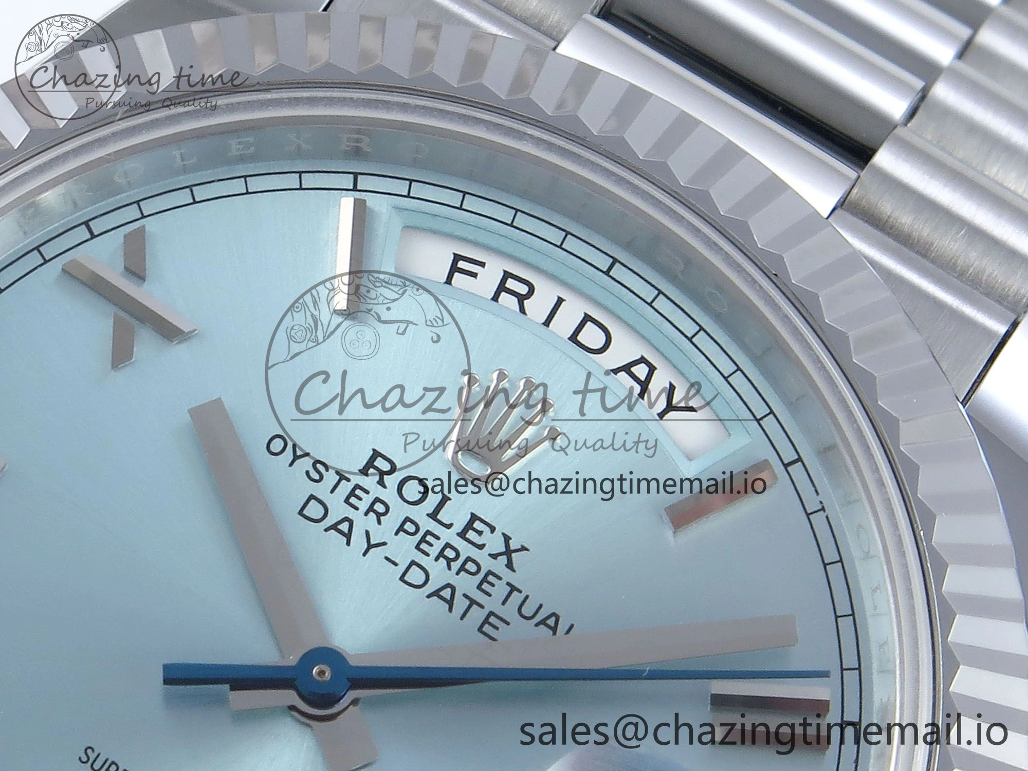 Day Date 40 SS 228239 Noob 1:1 Best Edition Ice Blue Roman Dial on President Bracelet A2836 (Gain Weight)