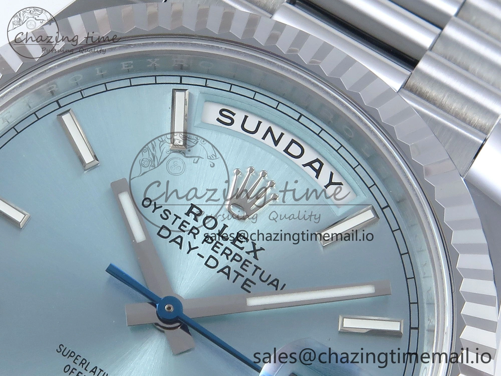 Day Date 40 SS 228239 Noob 1:1 Best Edition Ice Blue Stick Dial on President Bracelet A2836 (Gain Weight)