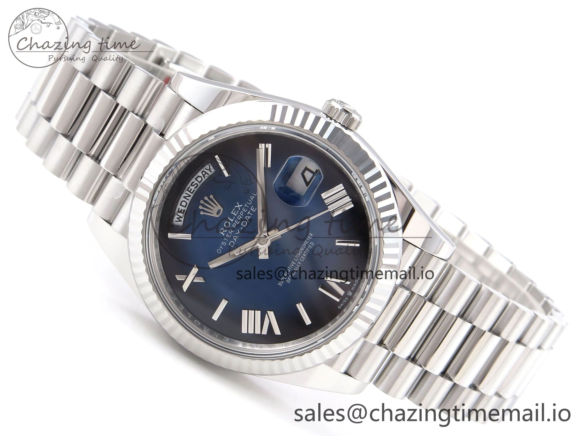 Day Date 40 SS 228239 THBF 1:1 Best Edition Blue Ombre Roman Dial on President Bracelet VR3255 (Gain Weight)