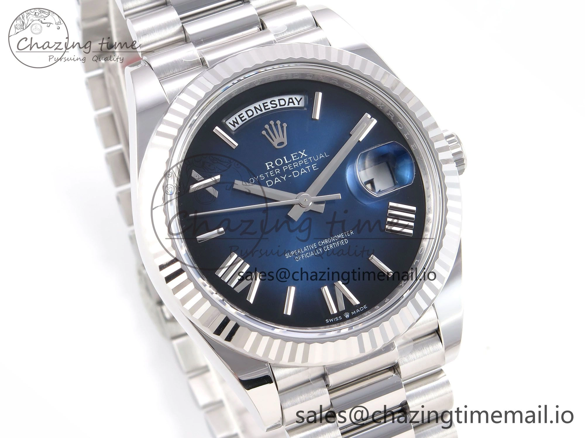 Day Date 40 SS 228239 THBF 1:1 Best Edition Blue Ombre Roman Dial on President Bracelet VR3255 (Gain Weight)