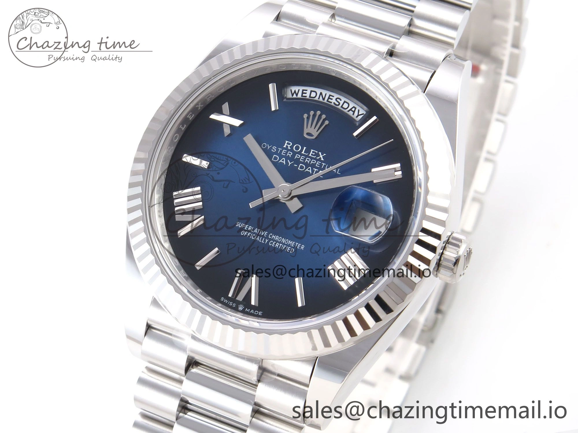 Day Date 40 SS 228239 THBF 1:1 Best Edition Blue Ombre Roman Dial on President Bracelet VR3255 (Gain Weight)