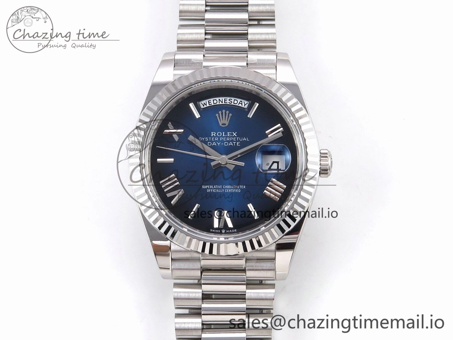 Day Date 40 SS 228239 THBF 1:1 Best Edition Blue Ombre Roman Dial on President Bracelet VR3255 (Gain Weight)