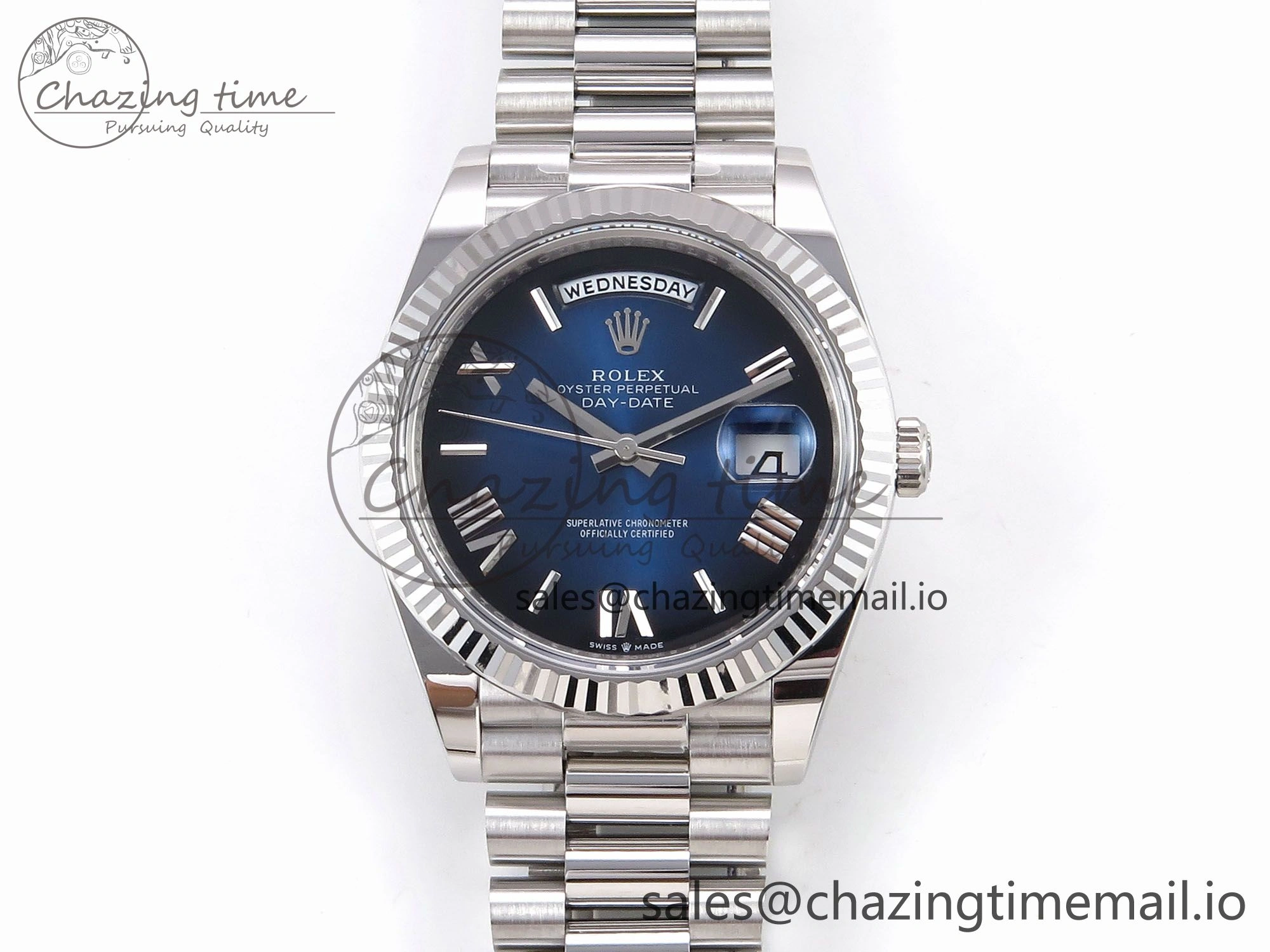 Day Date 40 SS 228239 THBF 1:1 Best Edition Blue Ombre Roman Dial on President Bracelet VR3255 (Gain Weight)