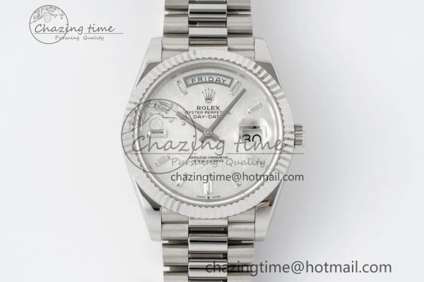 Day Date 40 SS 904L Steel JDF 1:1 Best Edition Meteorite Dial on SS Bracelet A3255