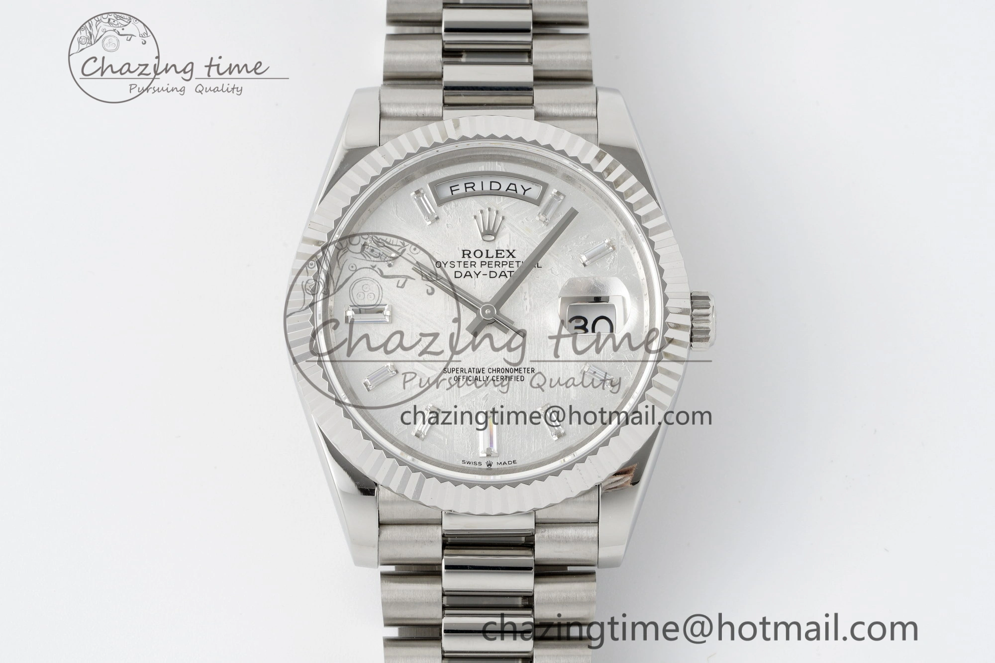 Day Date 40 SS 904L Steel JDF 1:1 Best Edition Meteorite Dial on SS Bracelet A3255