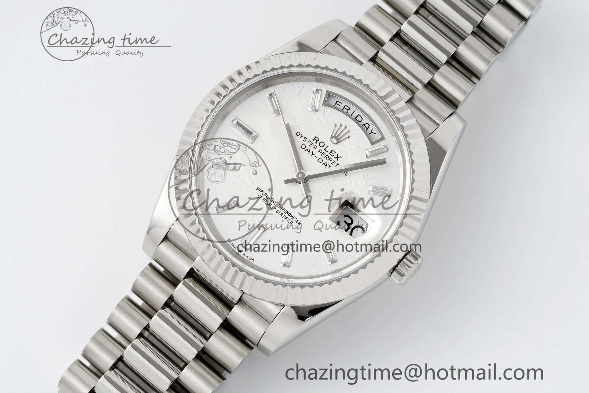 Day Date 40 SS 904L Steel JDF 1:1 Best Edition Meteorite Dial on SS Bracelet A3255