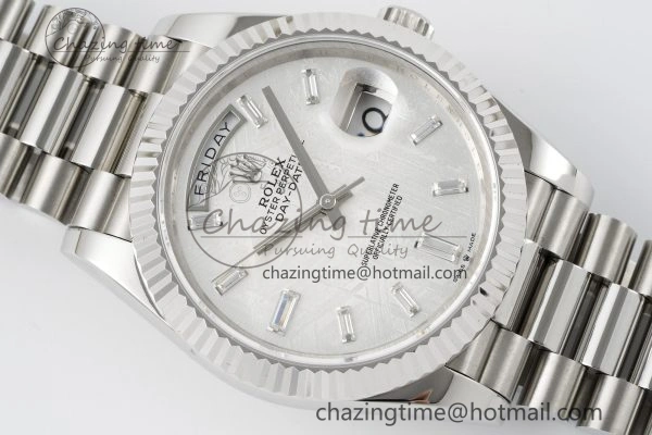 Day Date 40 SS 904L Steel JDF 1:1 Best Edition Meteorite Dial on SS Bracelet A3255