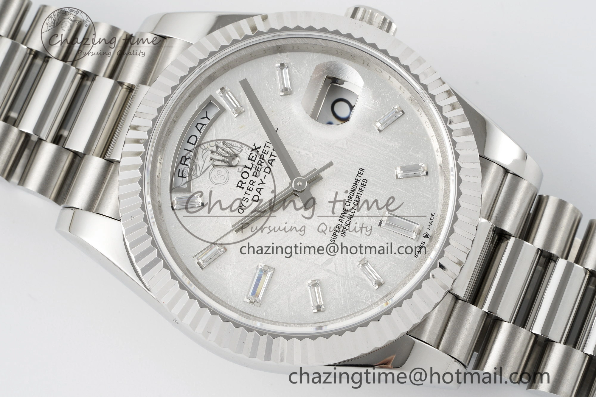 Day Date 40 SS 904L Steel JDF 1:1 Best Edition Meteorite Dial on SS Bracelet A3255