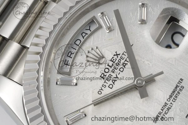 Day Date 40 SS 904L Steel JDF 1:1 Best Edition Meteorite Dial on SS Bracelet A3255