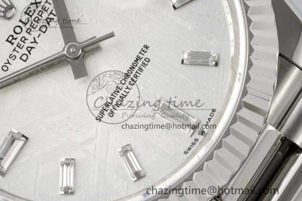 Day Date 40 SS 904L Steel JDF 1:1 Best Edition Meteorite Dial on SS Bracelet A3255