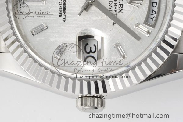 Day Date 40 SS 904L Steel JDF 1:1 Best Edition Meteorite Dial on SS Bracelet A3255