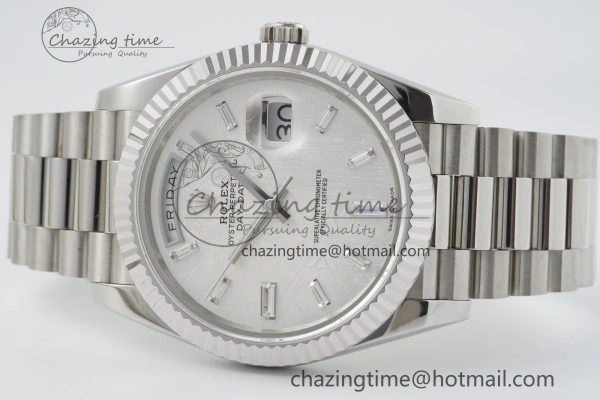 Day Date 40 SS 904L Steel JDF 1:1 Best Edition Meteorite Dial on SS Bracelet A3255