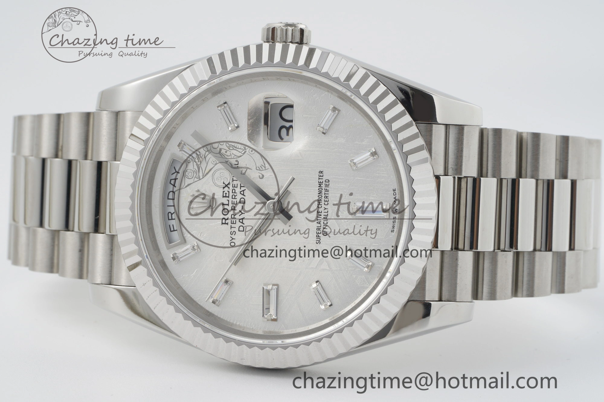 Day Date 40 SS 904L Steel JDF 1:1 Best Edition Meteorite Dial on SS Bracelet A3255