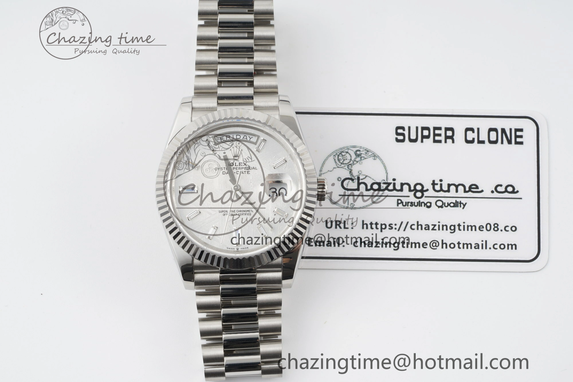Day Date 40 SS 904L Steel JDF 1:1 Best Edition Meteorite Dial on SS Bracelet A3255