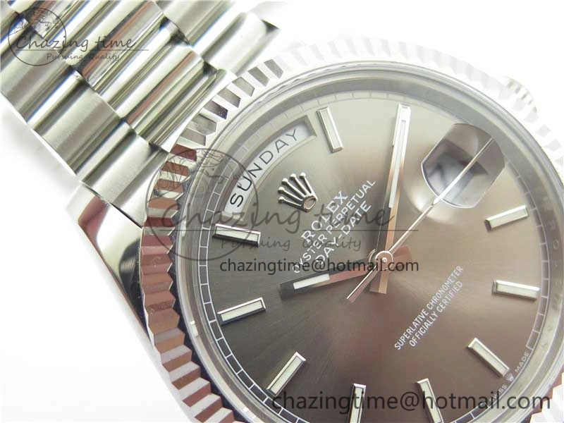 Day Date 40 SS Bp Maker 1:1 Best Edition Gray Dial on SS Bracelet A2836