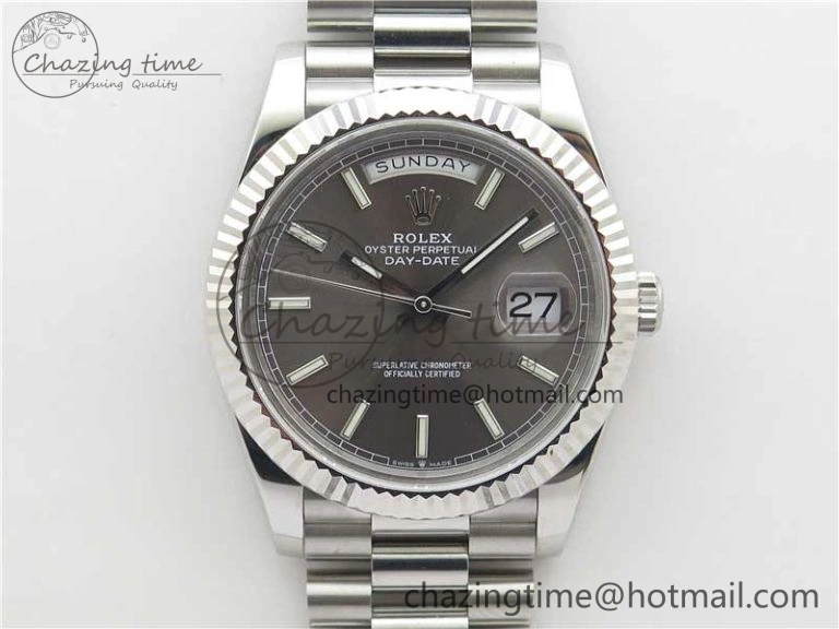 Day Date 40 SS Bp Maker 1:1 Best Edition Gray Dial on SS Bracelet A2836