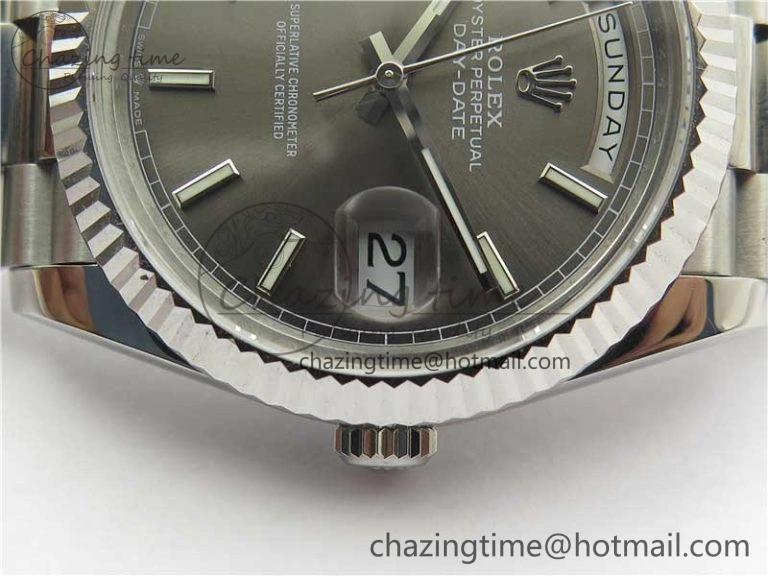 Day Date 40 SS Bp Maker 1:1 Best Edition Gray Dial on SS Bracelet A2836