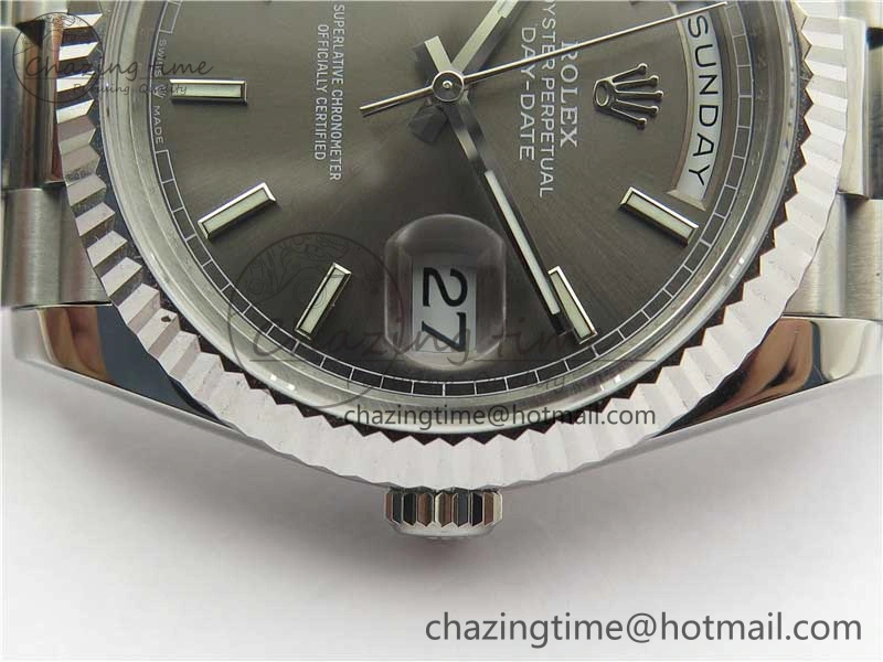 Day Date 40 SS Bp Maker 1:1 Best Edition Gray Dial on SS Bracelet A2836