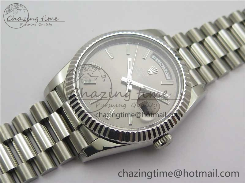 Day Date 40 SS Bp Maker 1:1 Best Edition Gray Dial on SS Bracelet A2836