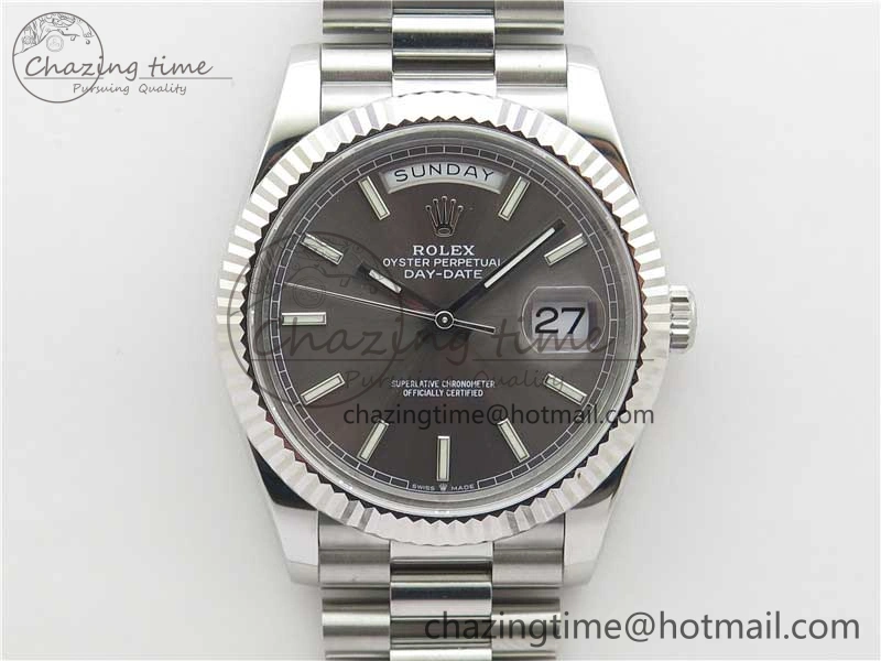 Day Date 40 SS Bp Maker 1:1 Best Edition Gray Dial on SS Bracelet A2836
