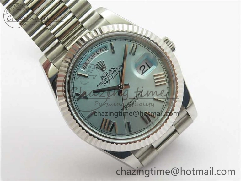 Day Date 40 SS Bp Maker 1:1 Best Edition Tiffany Blue Roman Dial on SS Bracelet A2836