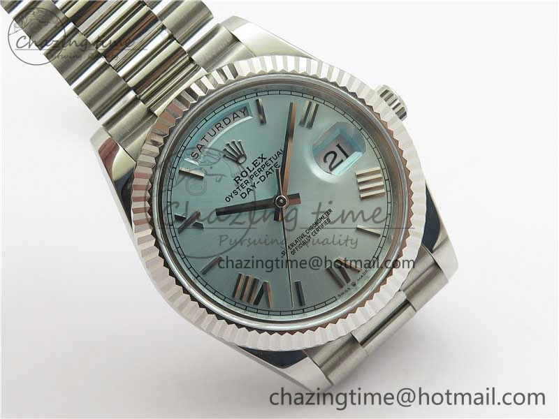 Day Date 40 SS Bp Maker 1:1 Best Edition Tiffany Blue Roman Dial on SS Bracelet A2836