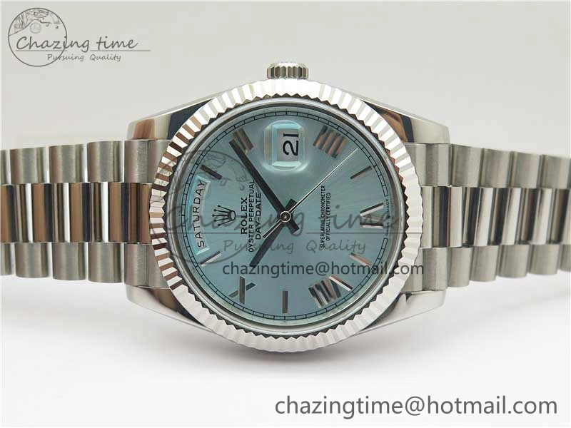 Day Date 40 SS Bp Maker 1:1 Best Edition Tiffany Blue Roman Dial on SS Bracelet A2836