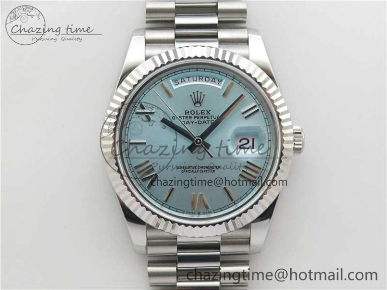 Day Date 40 SS Bp Maker 1:1 Best Edition Tiffany Blue Roman Dial on SS Bracelet A2836