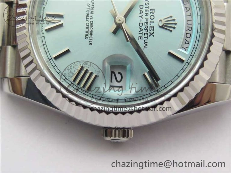 Day Date 40 SS Bp Maker 1:1 Best Edition Tiffany Blue Roman Dial on SS Bracelet A2836