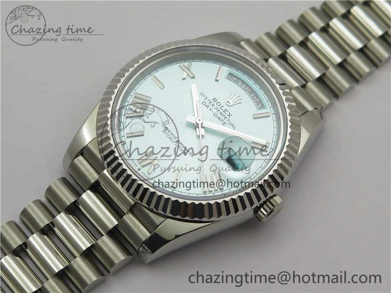 Day Date 40 SS Bp Maker 1:1 Best Edition Tiffany Blue Roman Dial on SS Bracelet A2836