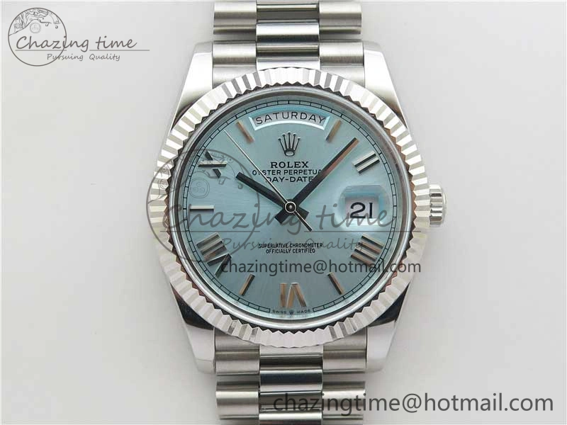 Day Date 40 SS Bp Maker 1:1 Best Edition Tiffany Blue Roman Dial on SS Bracelet A2836