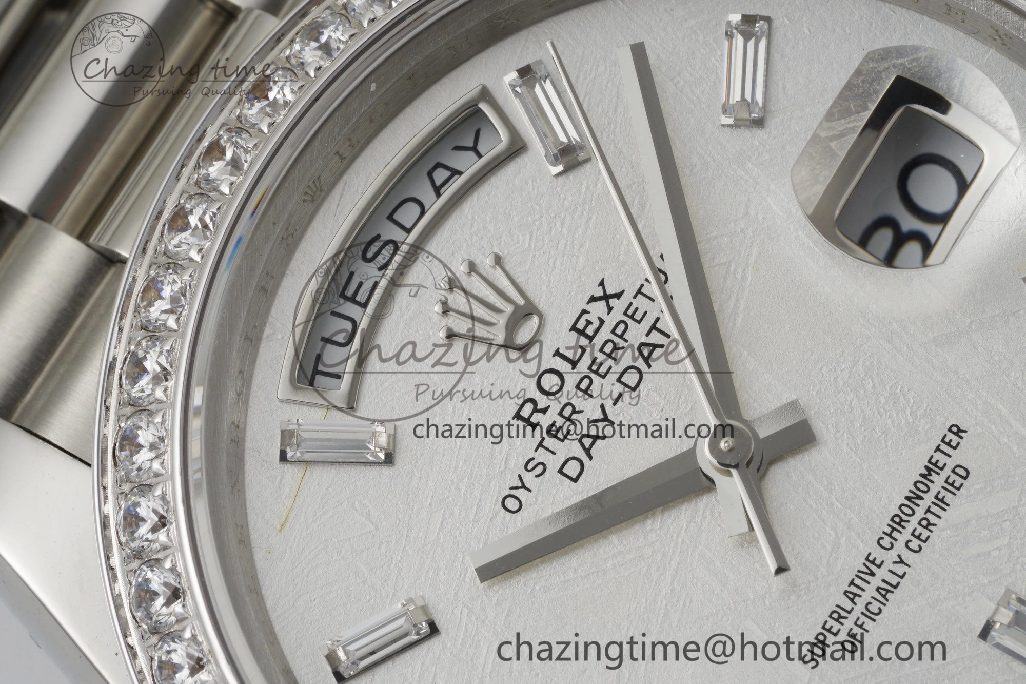 Day Date 40 SS Diamonds Bezel 904L Steel JDF 1:1 Best Edition Meteorite Dial on SS Bracelet A3255