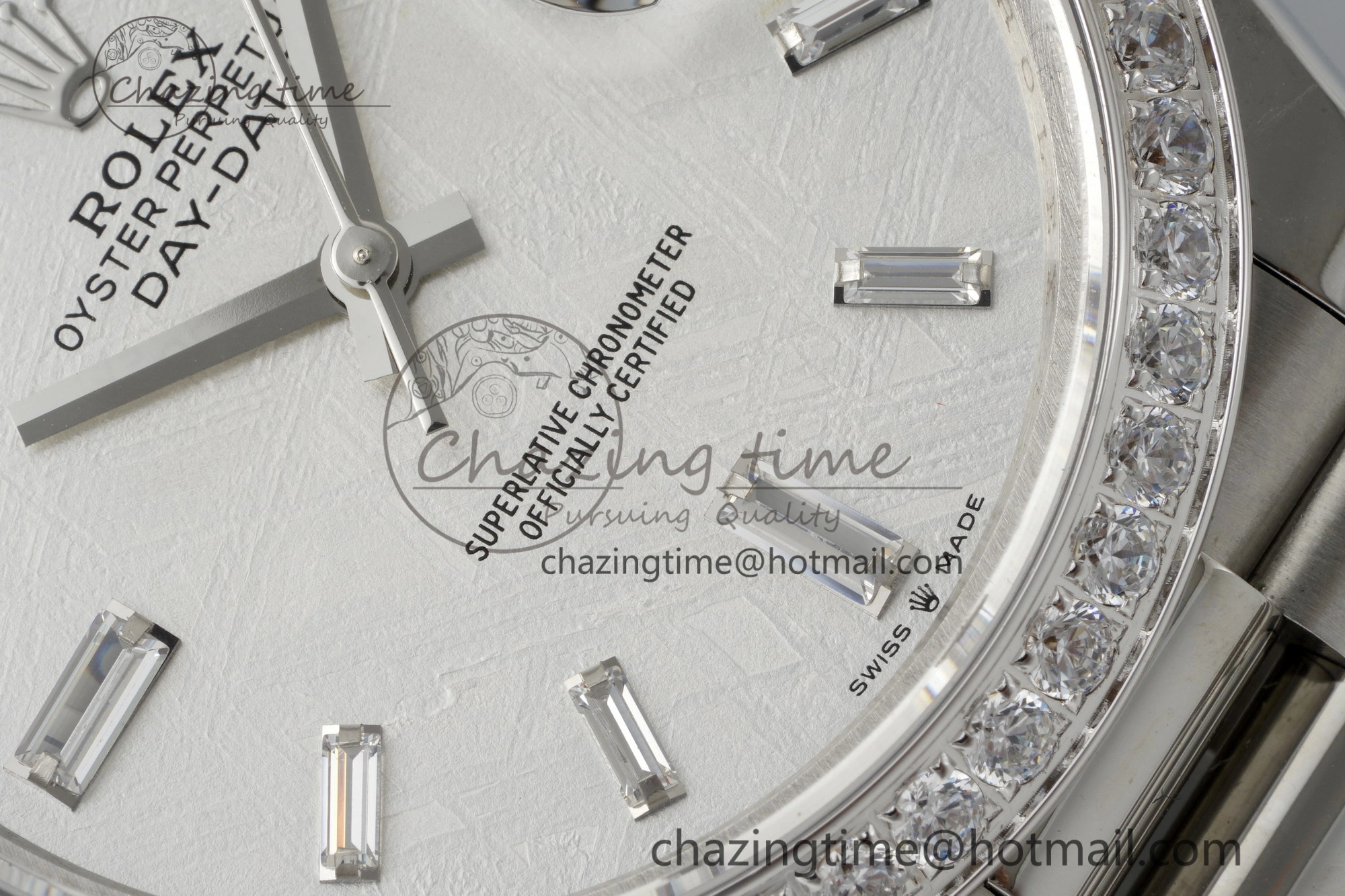 Day Date 40 SS Diamonds Bezel 904L Steel JDF 1:1 Best Edition Meteorite Dial on SS Bracelet A3255
