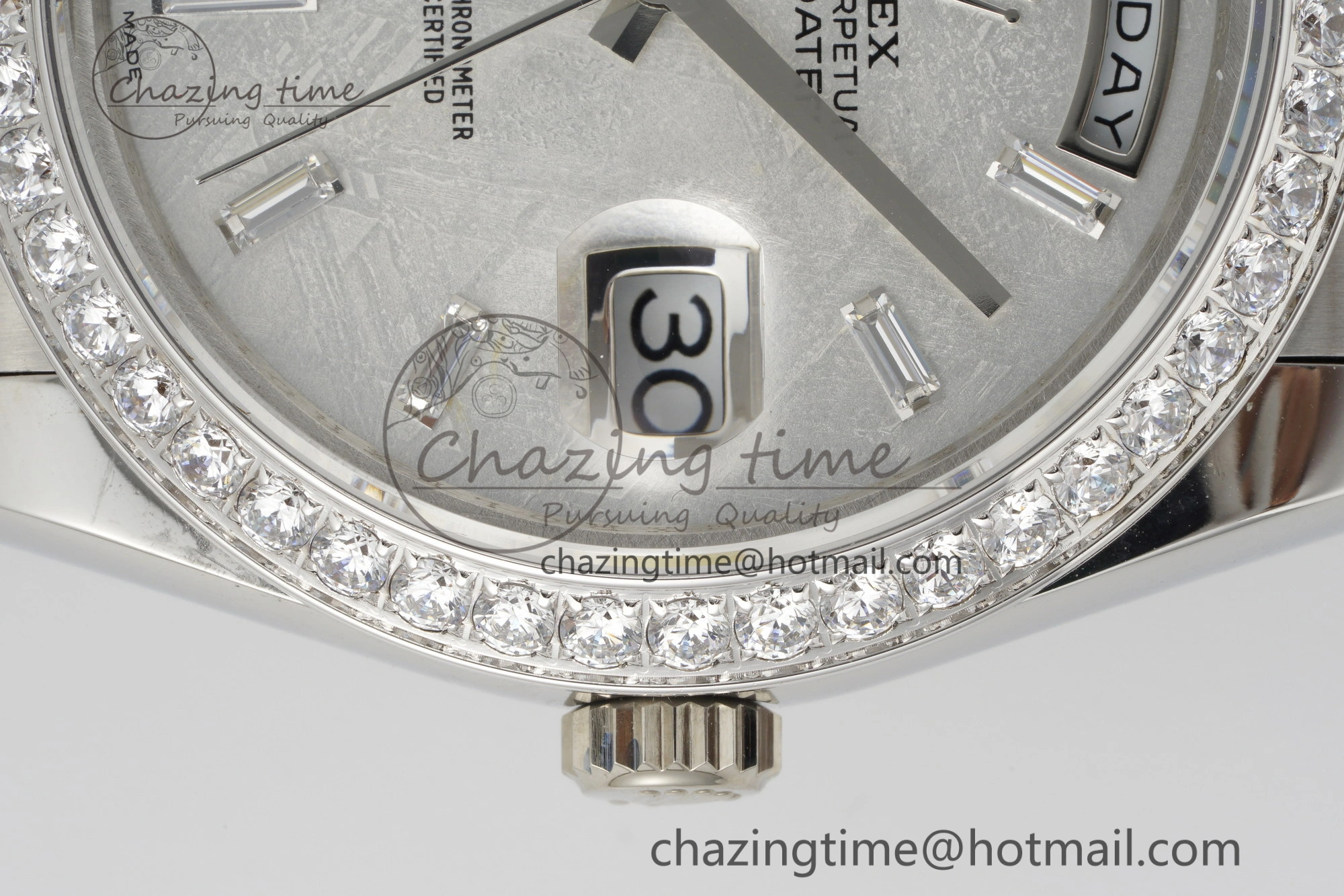 Day Date 40 SS Diamonds Bezel 904L Steel JDF 1:1 Best Edition Meteorite Dial on SS Bracelet A3255