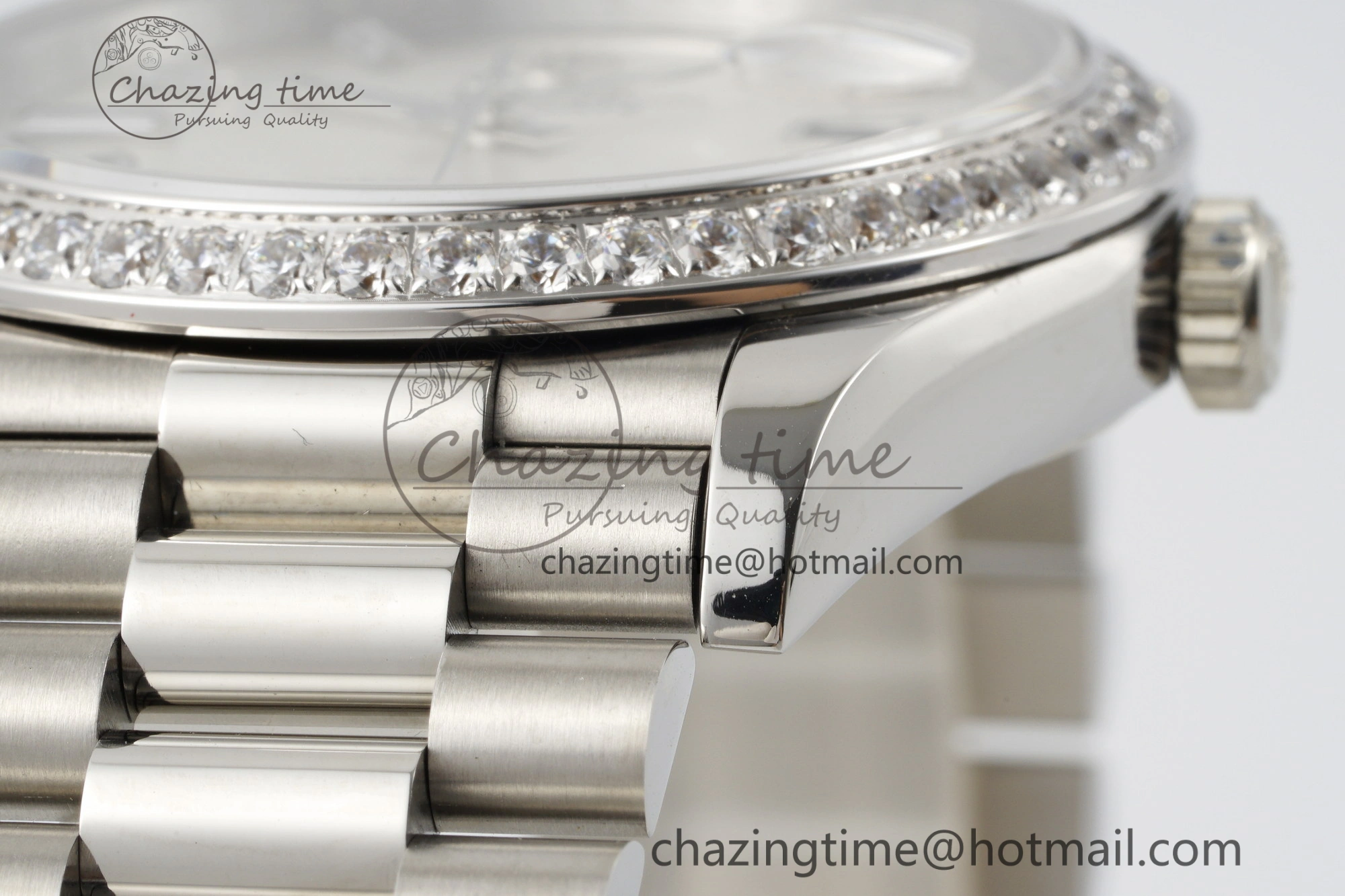 Day Date 40 SS Diamonds Bezel 904L Steel JDF 1:1 Best Edition Meteorite Dial on SS Bracelet A3255