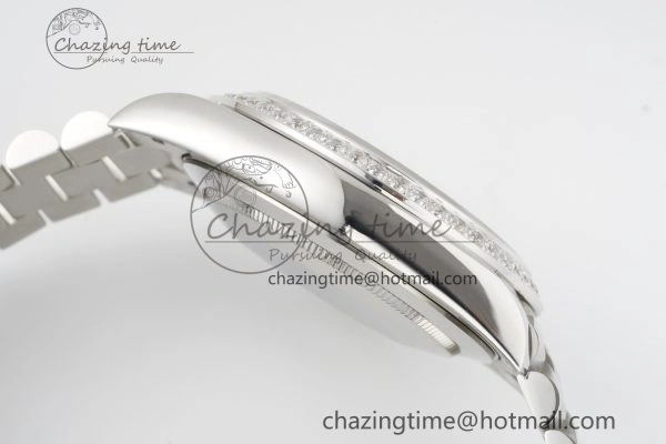 Day Date 40 SS Diamonds Bezel 904L Steel JDF 1:1 Best Edition Meteorite Dial on SS Bracelet A3255