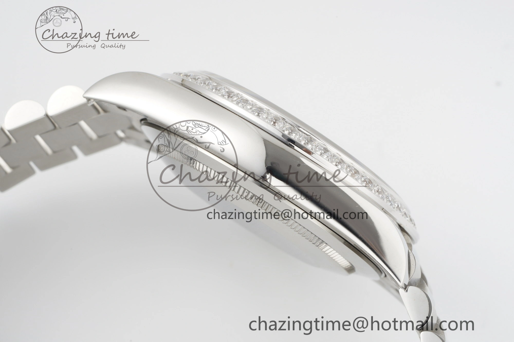 Day Date 40 SS Diamonds Bezel 904L Steel JDF 1:1 Best Edition Meteorite Dial on SS Bracelet A3255