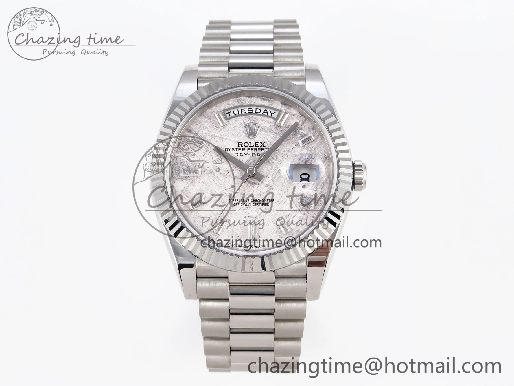 Day-Date 40 SS GSF Gain Weight Meteorite Crystal Dial on President Bracelet A2836