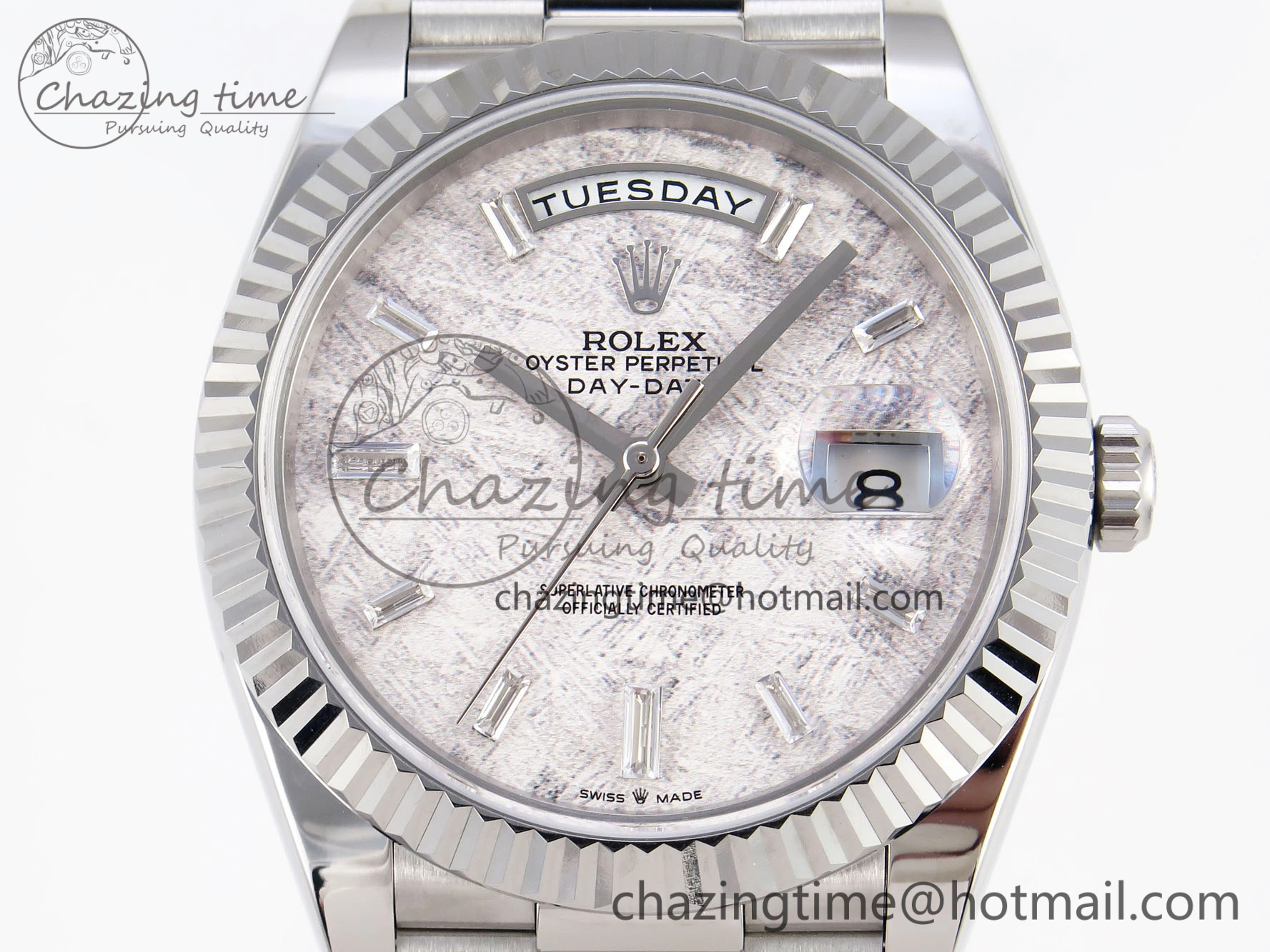 Day-Date 40 SS GSF Gain Weight Meteorite Crystal Dial on President Bracelet A2836