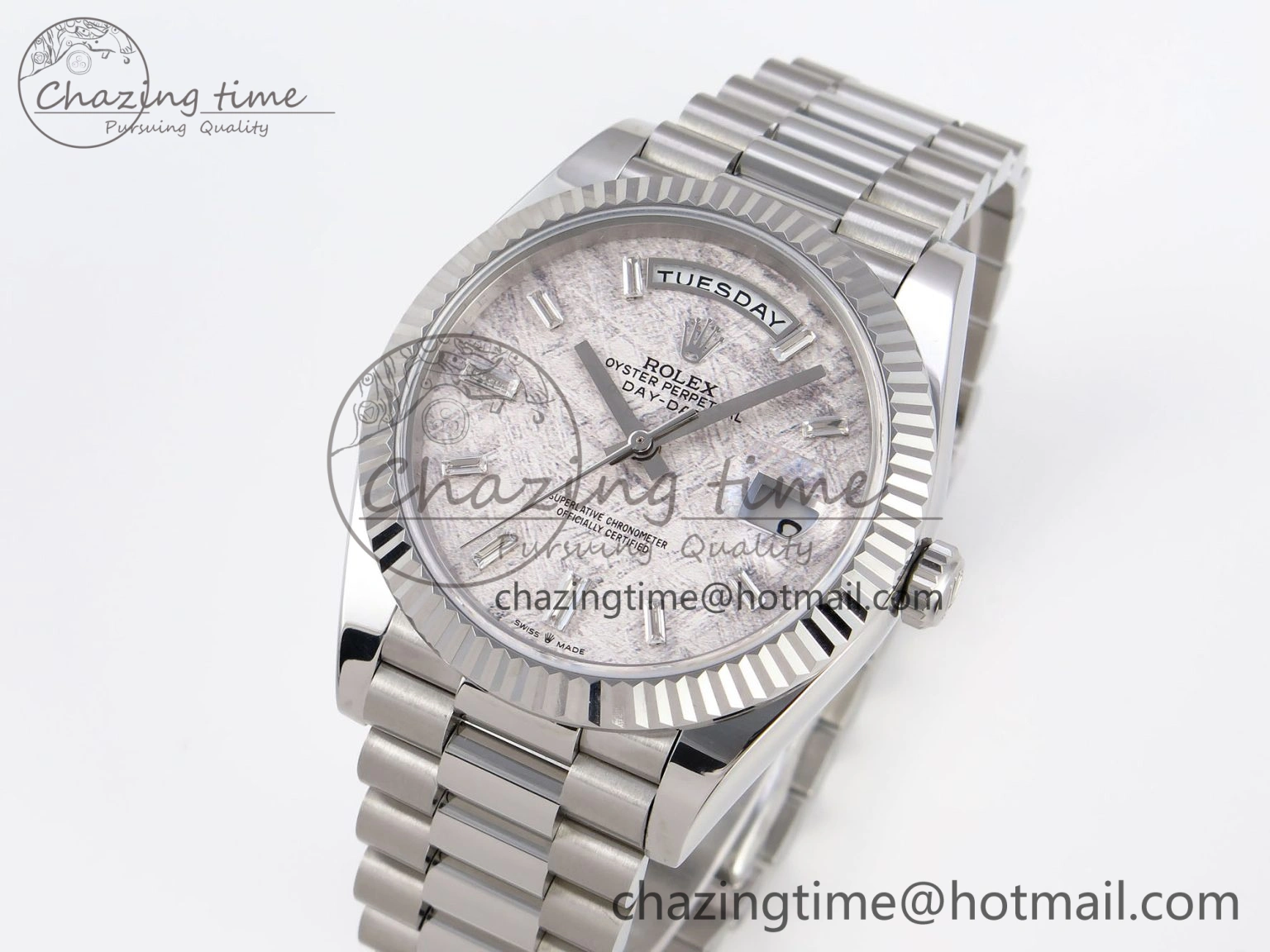 Day-Date 40 SS GSF Gain Weight Meteorite Crystal Dial on President Bracelet A2836