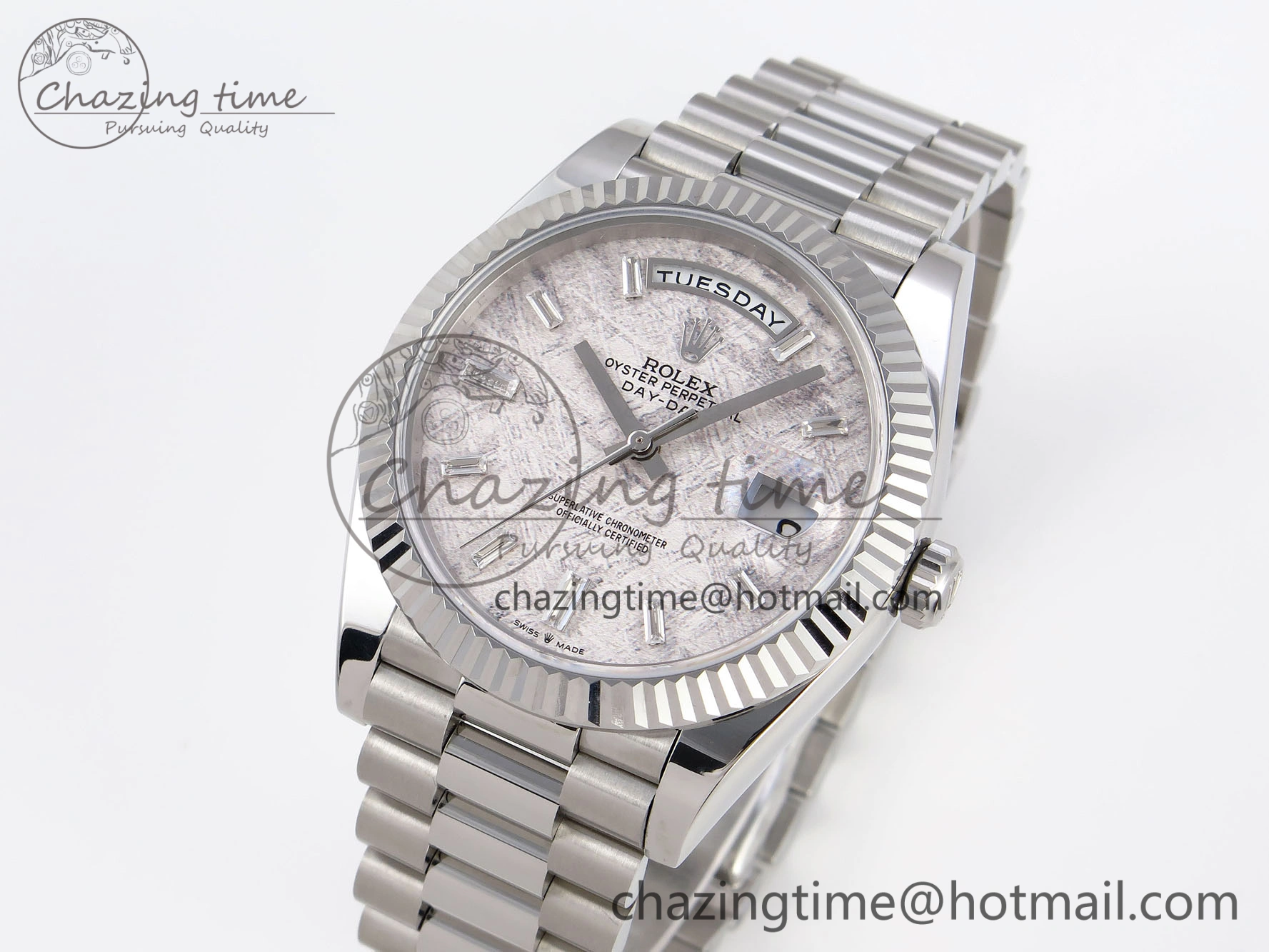 Day-Date 40 SS GSF Gain Weight Meteorite Crystal Dial on President Bracelet A2836