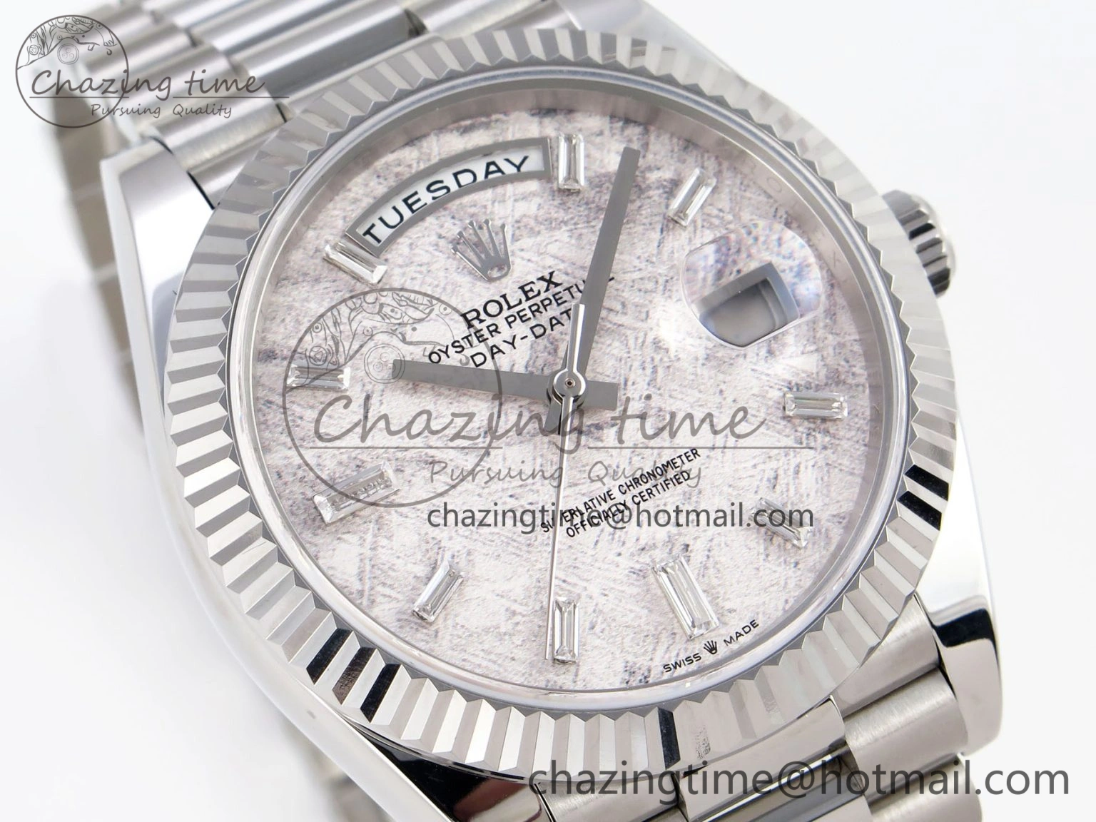 Day-Date 40 SS GSF Gain Weight Meteorite Crystal Dial on President Bracelet A2836