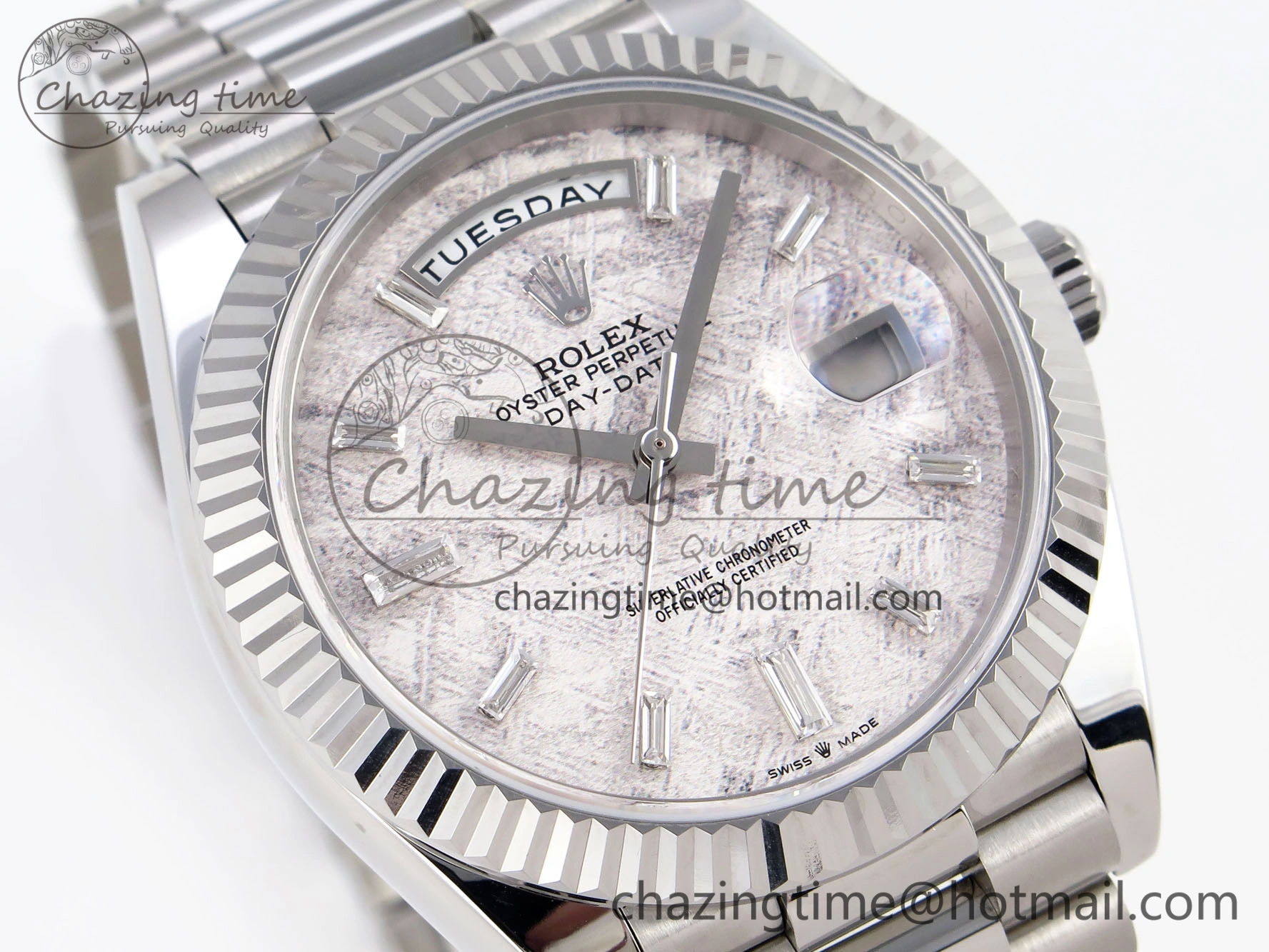 Day-Date 40 SS GSF Gain Weight Meteorite Crystal Dial on President Bracelet A2836