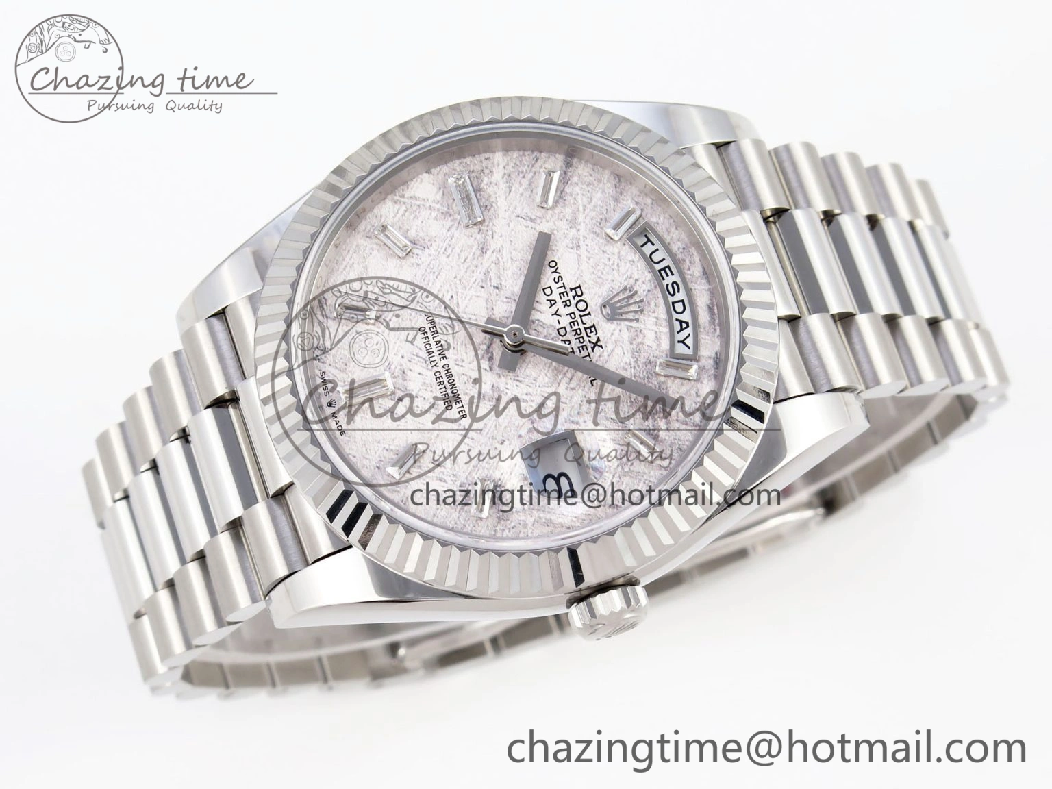 Day-Date 40 SS GSF Gain Weight Meteorite Crystal Dial on President Bracelet A2836