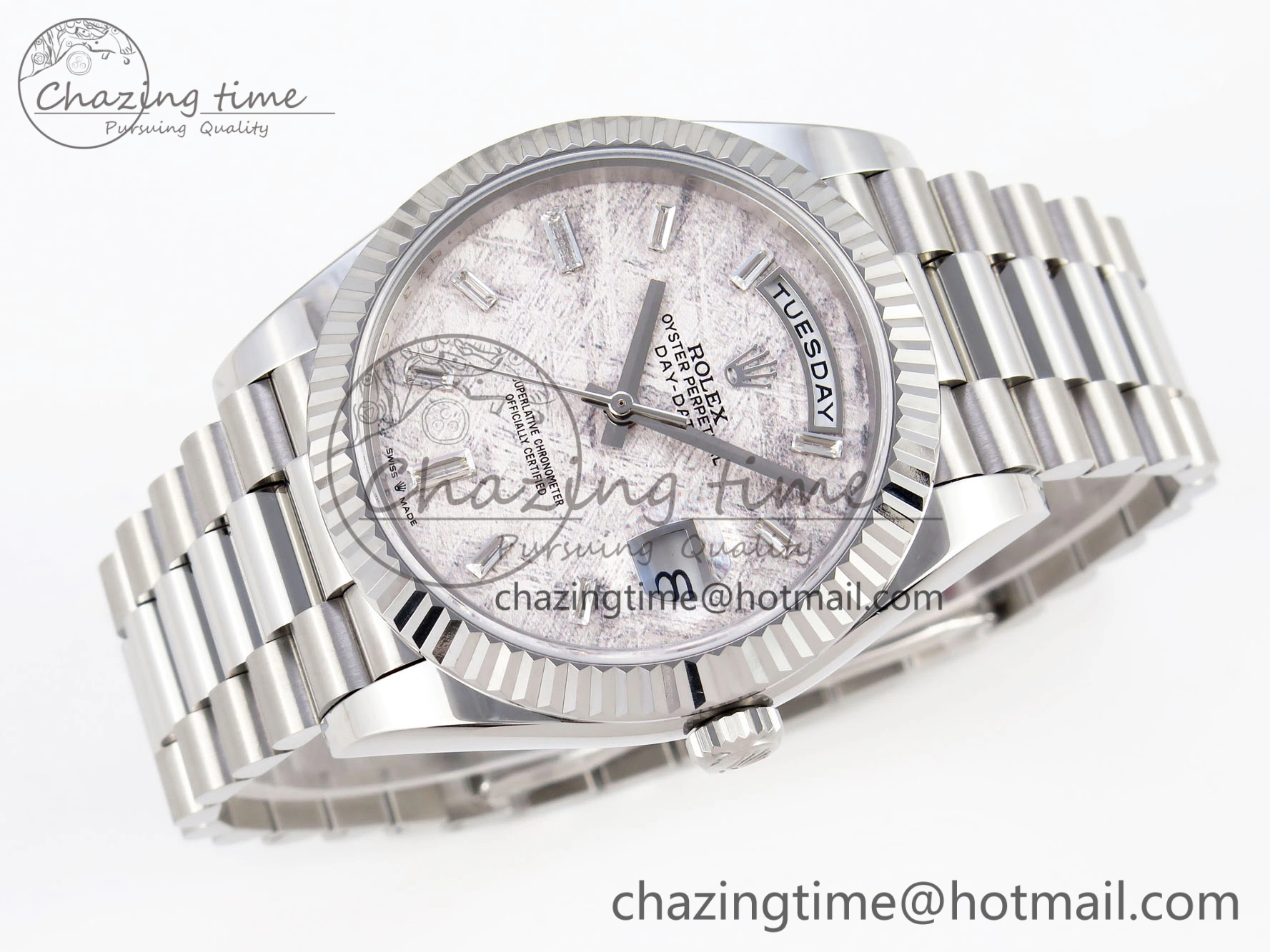 Day-Date 40 SS GSF Gain Weight Meteorite Crystal Dial on President Bracelet A2836