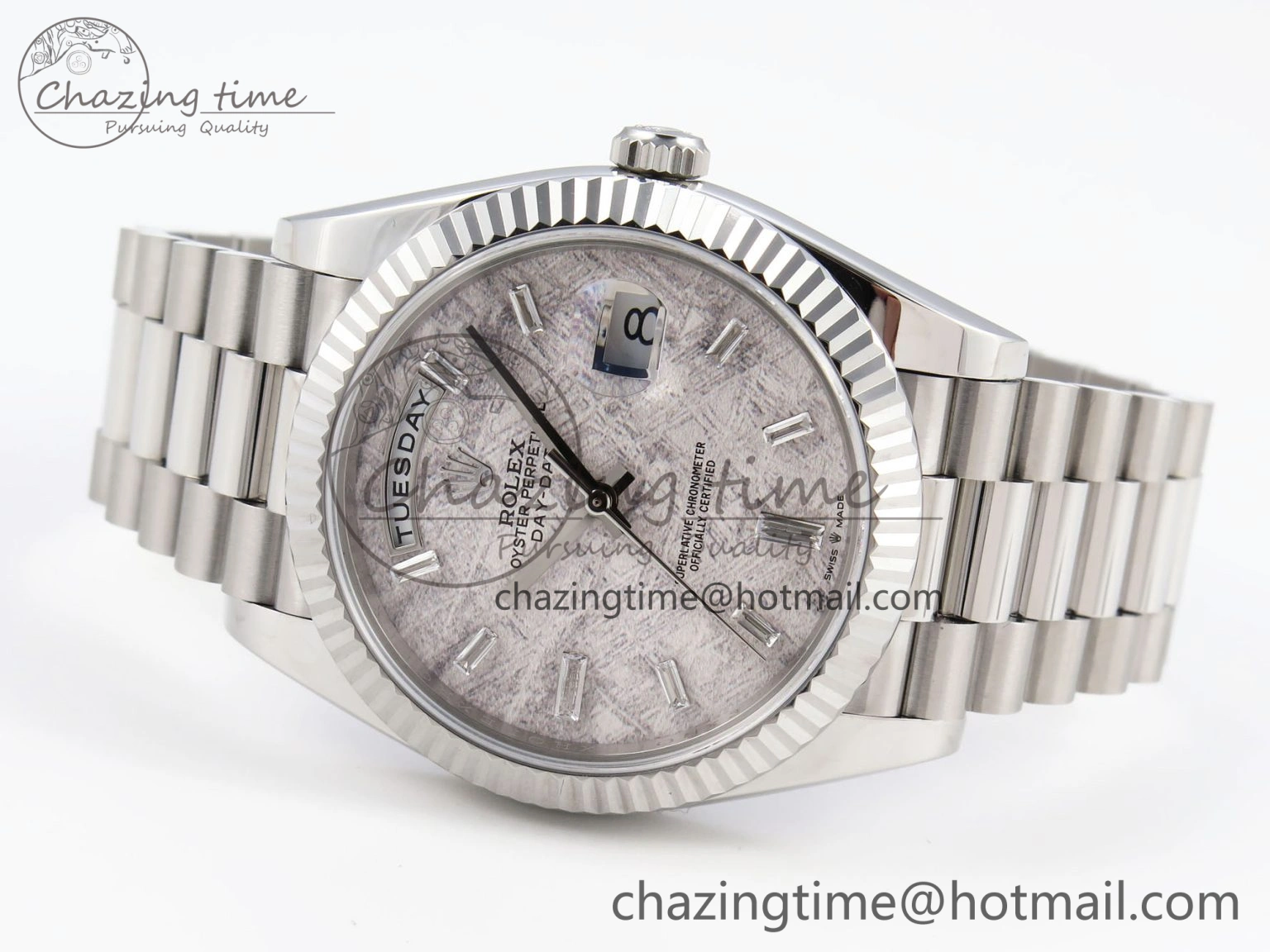 Day-Date 40 SS GSF Gain Weight Meteorite Crystal Dial on President Bracelet A2836