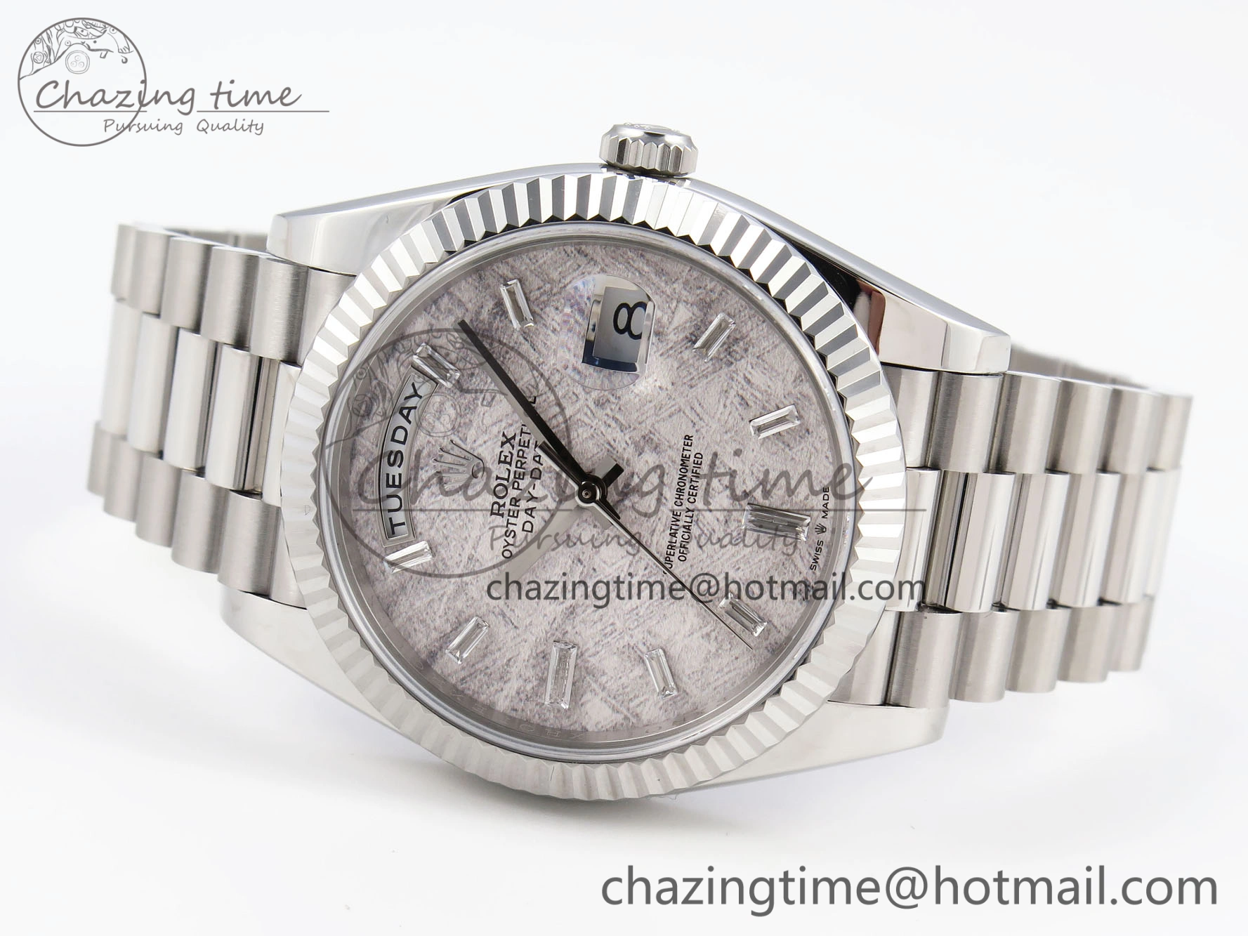 Day-Date 40 SS GSF Gain Weight Meteorite Crystal Dial on President Bracelet A2836
