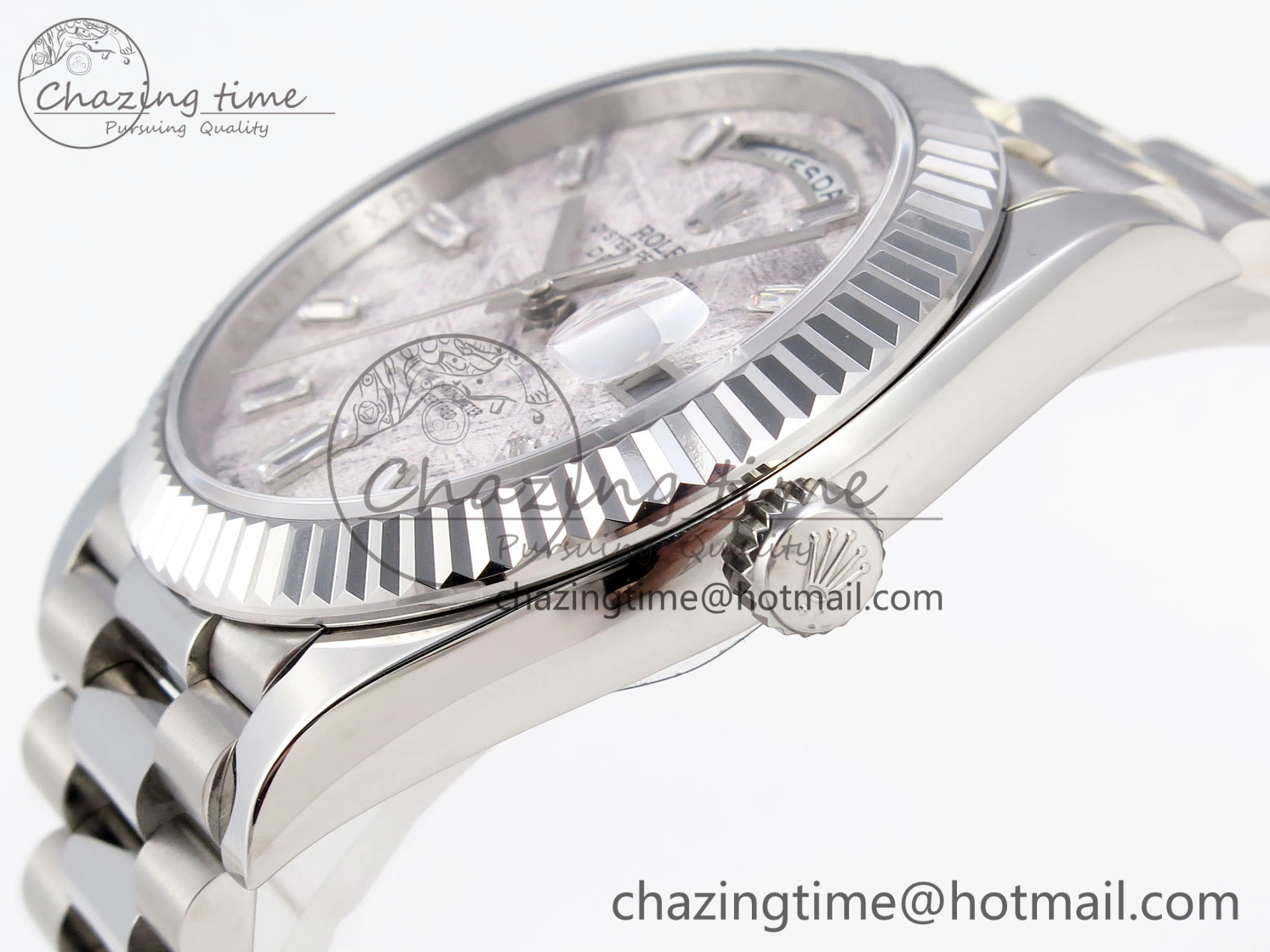 Day-Date 40 SS GSF Gain Weight Meteorite Crystal Dial on President Bracelet A2836