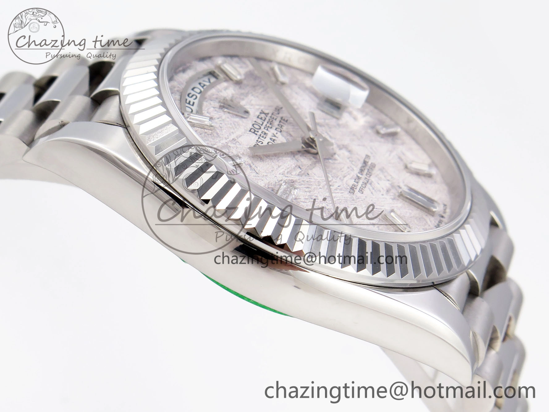 Day-Date 40 SS GSF Gain Weight Meteorite Crystal Dial on President Bracelet A2836